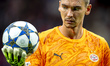 PSV Eindhoven goalkeeper Matej Kovar plays during the match between PSV and Royale Union S...