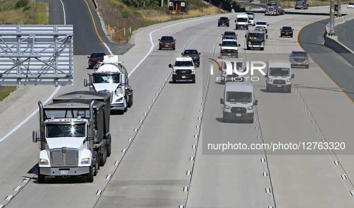 Airplanes At Toronto Pearson International Airport And Business Signage In Mississauga, Ontario, On September 16, 2025.