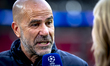 PSV Eindhoven trainer Peter Bosz is present during the match between PSV and Royale Union...