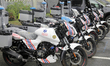The newly unveiled motorcycles are parked as the Lagos State Government unveils and hands...
