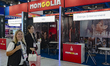 Visitors and buyers gather at the MONGOLIA booth during the 25th Broadcast Worldwide (BCWW...