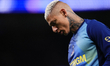 Richarlison centre-forward left-back of Tottenham and Brazil during the warm-up before the...