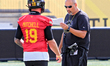 Hamilton Tiger-Cats head coach Scott Milanovich calls plays for quarterback Bo Levi Mitche...