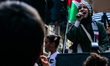 Demonstrators march during a rally in support of Palestine in Turin, Italy, on September 2...