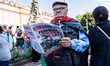 Demonstrators march during a rally in support of Palestine in Turin, Italy, on September 2...