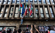 Demonstrators march during a rally in support of Palestine in Turin, Italy, on September 2...