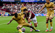 Tyrick Mitchell of Crystal Palace challenges Lucas Paqueta of West Ham during the Premier...
