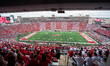 The ''Stripe Out'' crowd attends a college football game between the Wisconsin Badgers and...