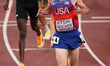 Cole HOCKER of the United States takes the gold medal in the Men's 5000m final during the...