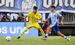 David Larrubia of Malaga CF passes the ball during the La Liga Hypermotion match between M...