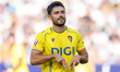In Malaga, Spain, on September 21, 2025, Sergio Ortuno of Cadiz CF celebrates a goal durin...