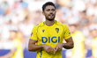 In Malaga, Spain, on September 21, 2025, Sergio Ortuno of Cadiz CF celebrates a goal durin...