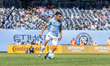 Agustin Ojeda of New York City FC dribbles the ball during the Major League Soccer match a...