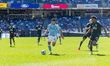 Alonso Martinez of New York City FC dribbles past defenders during the Major League Soccer...