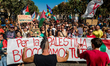 Students, citizens, and trade unions protest in a march in support of Palestine in Bari, I...