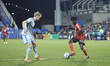 Mohammed Sofo #37 of New York Red Bulls dribbles the ball against Dawid Bugaj #27 of CF Mo...