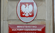 WARSAW, POLAND — SEPTEMBER 17, 2025:A plaque reading Ministry of Culture and National Her...