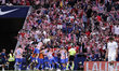 Several players of Atletico de Madrid celebrate a goal during the La Liga 2025/26 match be...