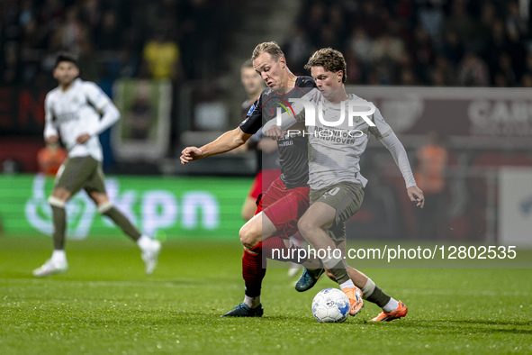 Excelsior player Adam Carlen and PSV Eindhoven midfielder Paul Wanner participate in the match between Excelsior Rotterdam and PSV Eindhoven...