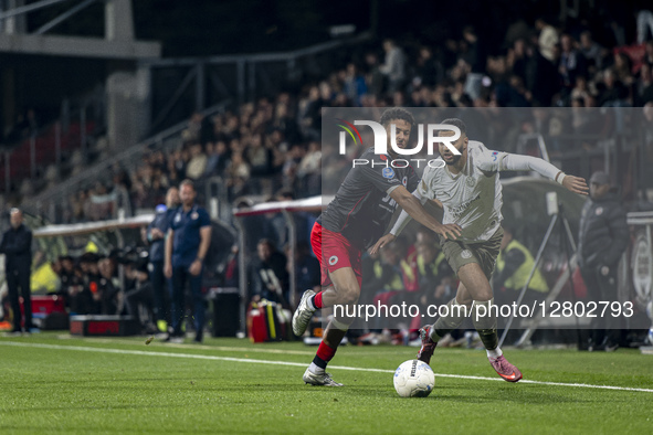 Excelsior player Ilias Bronkhorst and PSV Eindhoven midfielder Ismael Saibari play during the match between Excelsior Rotterdam and PSV Eind...