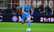 Rasmus Hojlund of SSC Napoli is in action during the Serie A Enilive match between AC Mila...