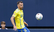 Iuri Tabatadze of Cadiz CF controls the ball during the La Liga Hypermotion match between...