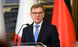 Germany's Foreign Minister Johann Wadephul addresses the media during the Weimar Triangle...