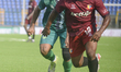 Qudus Akanni of Nigeria's Remo Stars controls the ball from Zafimana Flavio of Comoros' US...
