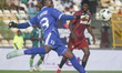 Youssouf Djawadi, the goalkeeper for Comoros' US Zilimadjou, kicks the ball as Nigeria's R...