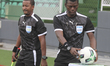 Referees walk onto the pitch as Nigeria's Remo Stars progress to the next round after beat...