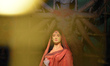 A Goddess Durga idol is seen at a temporary structure of worship called a pandal during th...