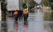 A general view of a flooded street due to heavy torrential rains affects Ciudad Nezahualco...