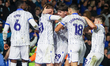 George Brown of Sheffield Wednesday celebrates and is congratulated for the goal during th...