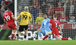 Sol Brynn, the Middlesbrough goalkeeper, saves a shot from Tomas Rigo of Stoke City during...