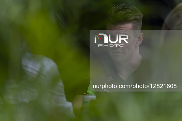 Nico Hulkenberg of Germany and the Stake F1 Team gives an interview during the media day for the Formula 1 Singapore Airlines Singapore Gran...