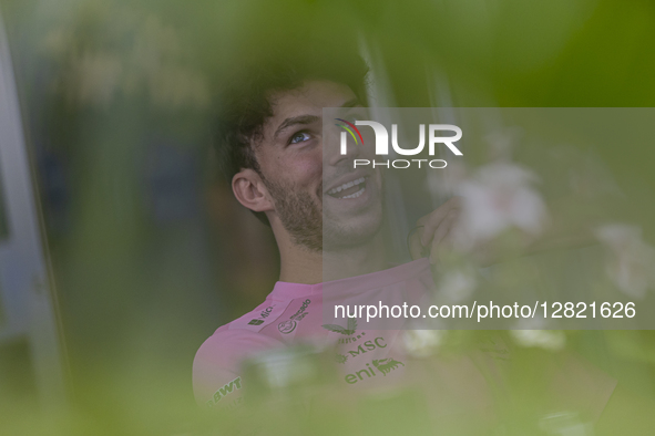 Pierre Gasly of France and BWT Alpine F1 Team driver gives an interview during the media day at the Formula 1 Singapore Airlines Singapore G...