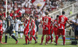 The Mainz team is seen during a watering break. Omonoia plays against Mainz for the League...