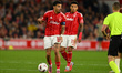 Morgan Gibbs-White of Nottingham Forest gestures during the UEFA Europa League match betwe...