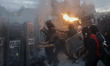 Clashes occur between the Black anarchist bloc and police in the Zocalo, Mexico City, Mexi...