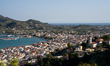 An elevated view of Zakynthos town with the Church of Agios Dionysios visible on Zakynthos...