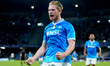 Kevin De Bruyne of SSC Napoli celebrates after Rasmus Hojlund scored first goal during the...