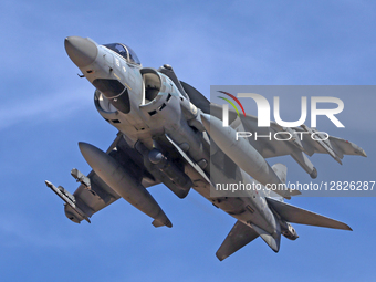 A McDonnell Douglas AV-8B Harrier II of the Italian Navy lands at Los Llanos military base during the Tactical Leadership Programme, in Alba... by Urbanandsport/NurPhoto