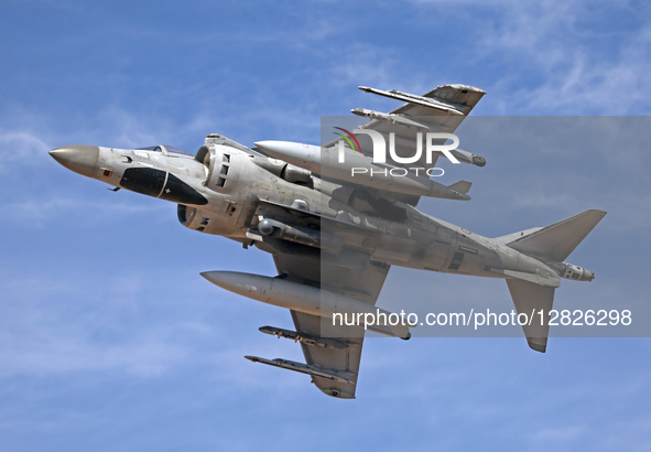 A McDonnell Douglas AV-8B Harrier II of the Italian Navy lands at Los Llanos military base during the Tactical Leadership Programme, in Alba... by Urbanandsport/NurPhoto