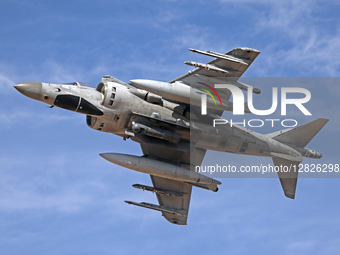 A McDonnell Douglas AV-8B Harrier II of the Italian Navy lands at Los Llanos military base during the Tactical Leadership Programme, in Alba... by Urbanandsport/NurPhoto
