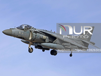 A McDonnell Douglas AV-8B Harrier II of the Italian Navy lands at Los Llanos military base during the Tactical Leadership Programme in Albac... by Urbanandsport/NurPhoto