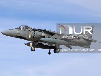 A McDonnell Douglas AV-8B Harrier II of the Italian Navy lands at Los Llanos military base during the Tactical Leadership Programme in Albac... by Urbanandsport/NurPhoto