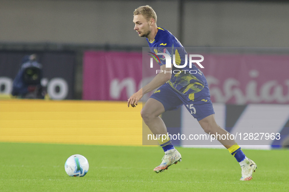 Victor Nelsson of Hellas Verona FC plays the ball during the Hellas Verona FC vs US Sassuolo, 6th Serie A Enilive 2025-26 game at Marcantoni... by Davide Casentini/NurPhoto