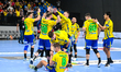 Players of Potaissa Turda celebrate during the Liga Zimbrilor match between AHC Potaissa T...