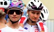 Cyclists from the Polish team participate in the women's elite road race at the 2025 UEC E...