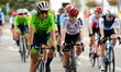 The peloton participates in the women's elite road race at the 2025 UEC European Road Cham...